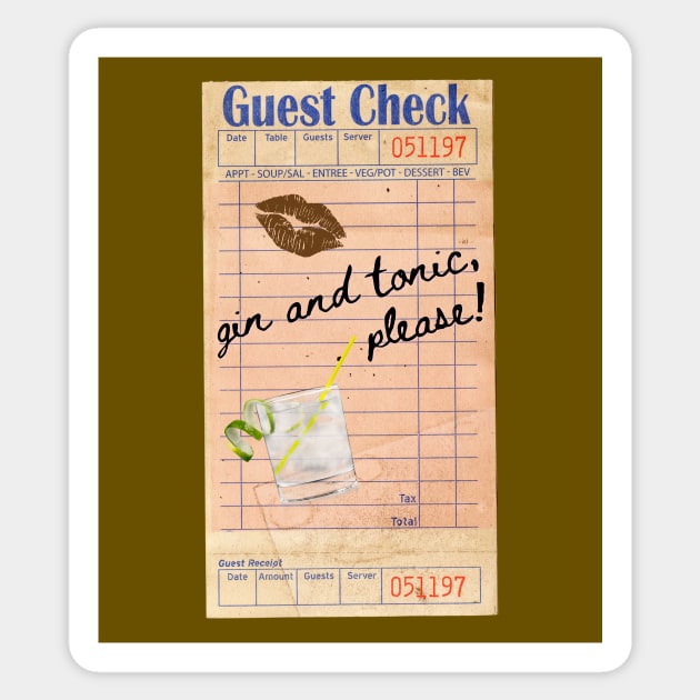 Gin and Tonic Y2k Pink Guest Check Print Sticker by madiwestdal